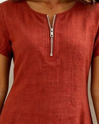 Adéla | Vestido De Algodón Con Cierre De Cremallera