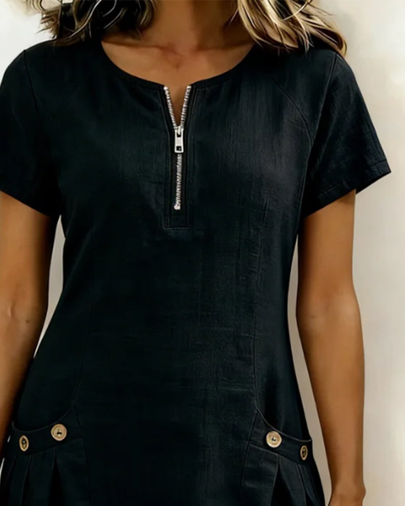 Adéla | Vestido De Algodón Con Cierre De Cremallera