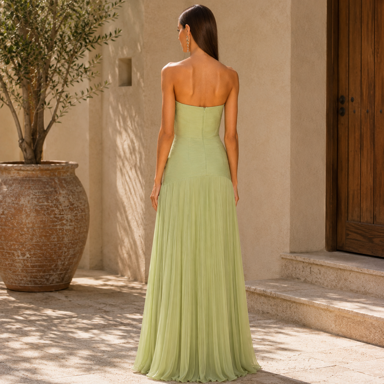 Klänning med off shoulder-design