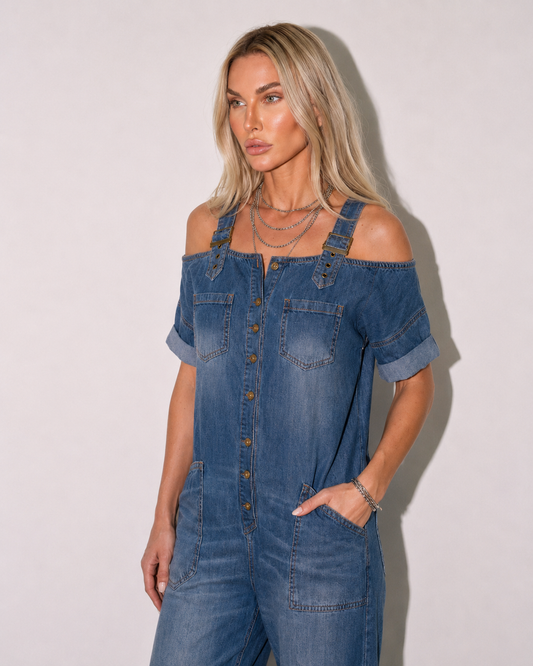 Sophia | Denimoverall med Off-Shoulder