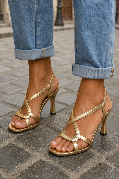 Jana | Sandalias De Tacón Golden Summer Charm