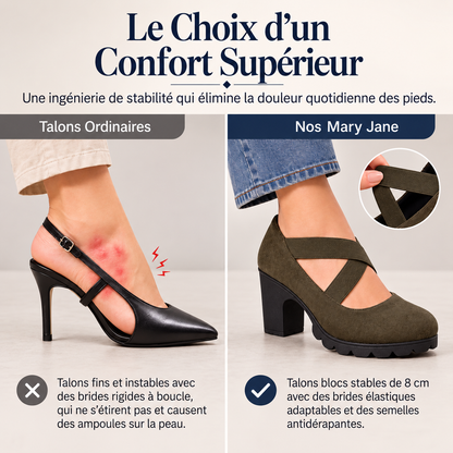 Lou™ | Zapatos para mujer con plataforma, puntera redonda, correa cruzada y tacón grueso