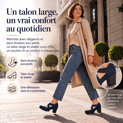 Lou™ | Zapatos para mujer con plataforma, puntera redonda, correa cruzada y tacón grueso