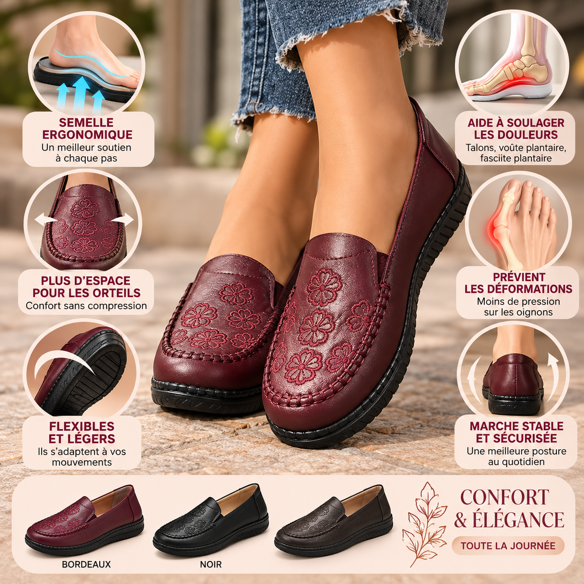 Océane™ | Mocasines florales flexibles y cómodos para mujer