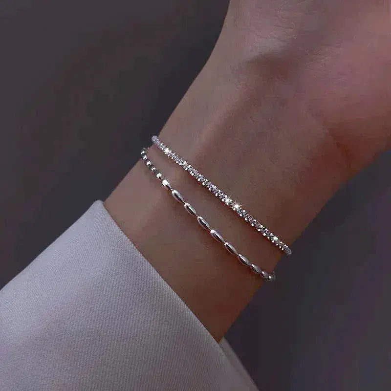 Amparo - Ensemble de Bracelets Argentés Élégants avec Pierres en Zirconium