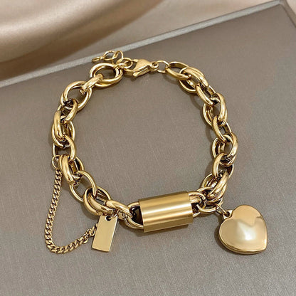 Pulsera Con Dije De Corazón De Oro