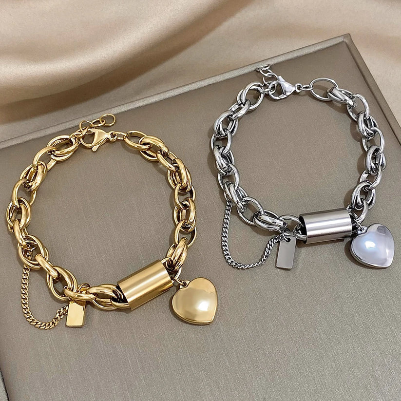 Pulsera Con Dije De Corazón De Oro