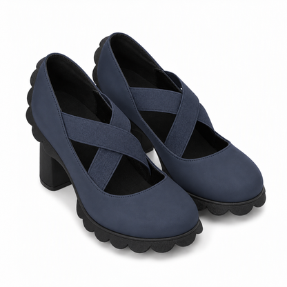 Lou™ | Zapatos para mujer con plataforma, puntera redonda, correa cruzada y tacón grueso