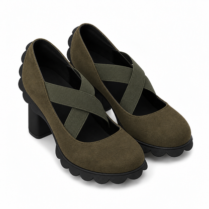 Lou™ | Zapatos para mujer con plataforma, puntera redonda, correa cruzada y tacón grueso
