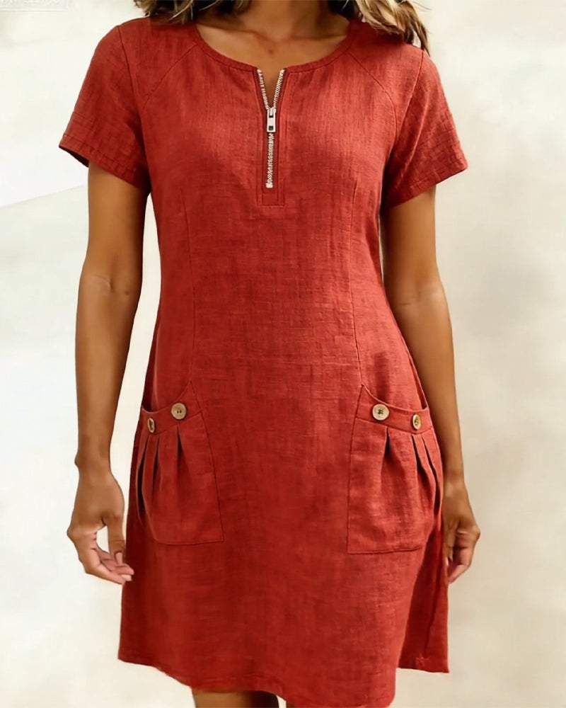 Adéla | Vestido De Algodón Con Cierre De Cremallera
