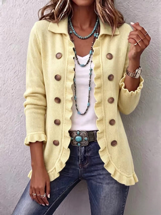 Rozálie | Chaqueta de Punto Crema con Volantes