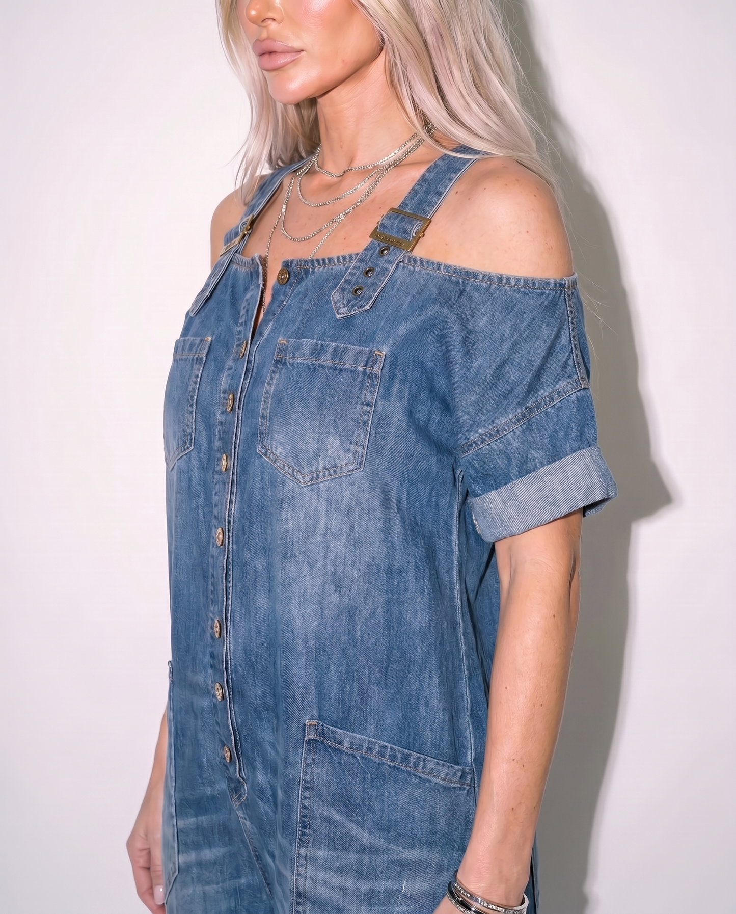 Sophia | Denimoverall med Off-Shoulder