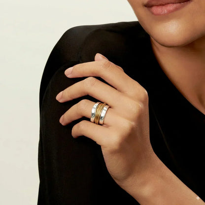 Anillo De Plata Con Hilo De Oro