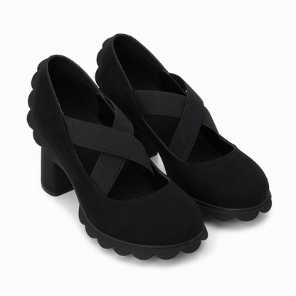 Lou™ | Zapatos para mujer con plataforma, puntera redonda, correa cruzada y tacón grueso